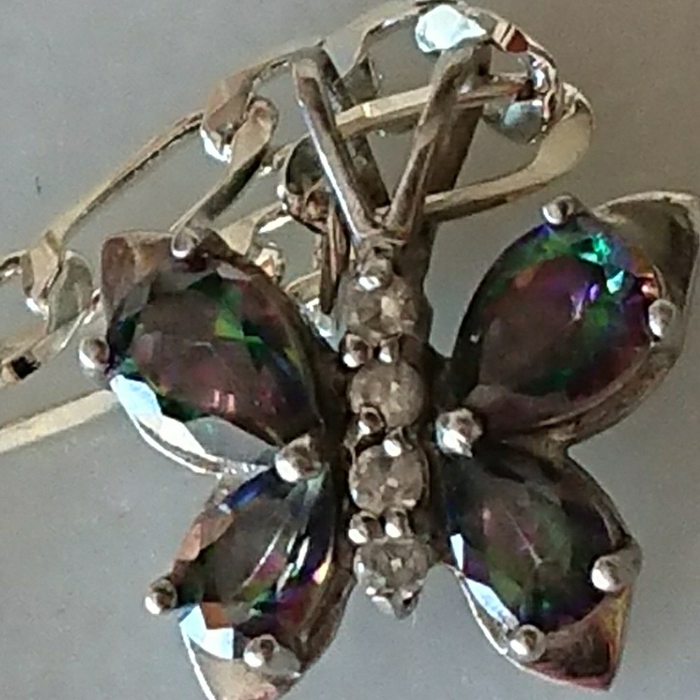 Mystic Topaz Butterfly Necklace genuine  Sterling